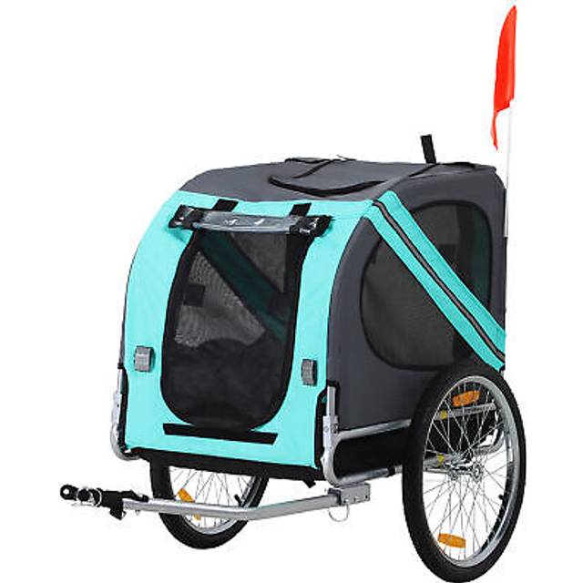 PawHut Pet Bicycle Trailer Dog Cat Bike Carrier Water Resistant Green Outdoor