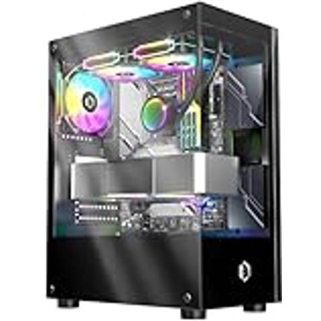 Empire Gaming - PC gamer-fodral CM-241, ARGB Medium Tower Micro-ATX och ITX, 3 st fläktar på 120 mm, 3 stift, 5 volt, LED, RGB, adresserbar, MB Sync, Mid Tower, svart