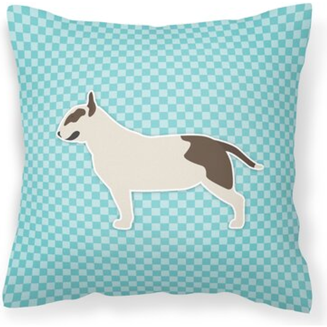 Caroline's Treasures BB3778PW1818 Bull Terrier Checkerboard Blue Decorative Pillow  18 x 18  Multicolor