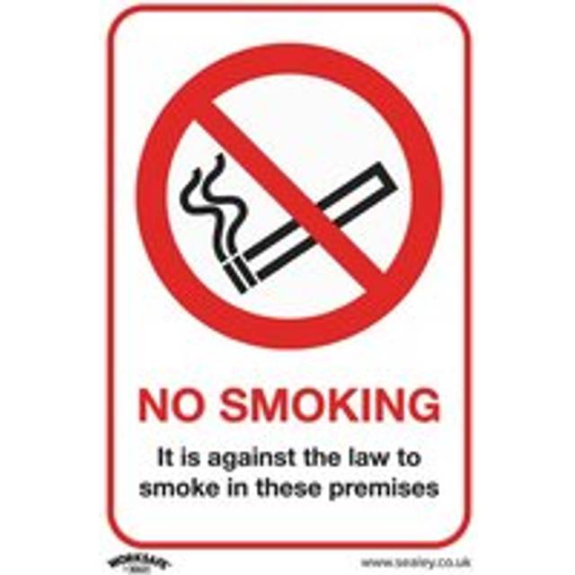 SEALEY Prohibition Safety Sign - No Smoking (On Premises) - Self-Adhesive Vinyl | SS12V1 | GSF Car Parts