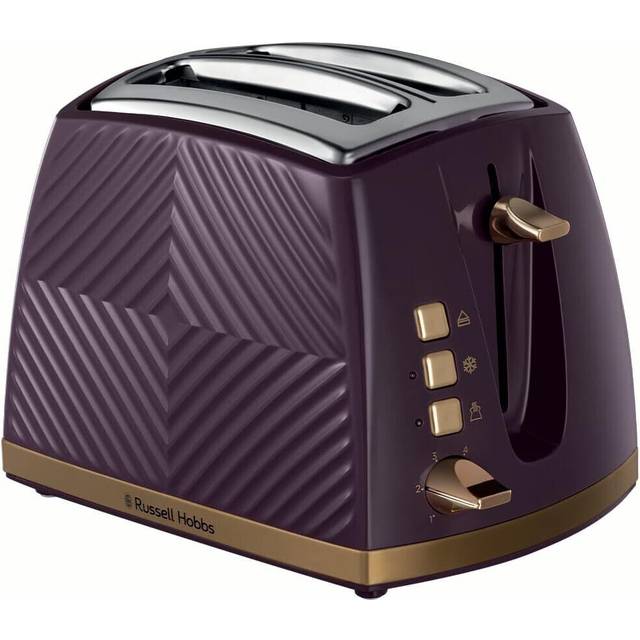 26393 Groove 2 Slice Toaster, Tactile 3D Design Bread Toaster with Frozen, Cancel and Reheat Settings, 850 Watts, Mulberry