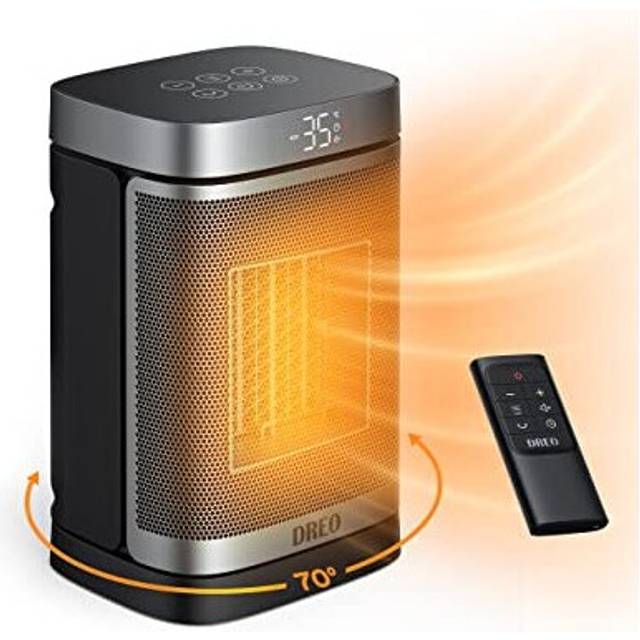 Dreo Space Heater Atom One, 3-Mode 3-Speed 70Ã Oscillating Electric PTC Ceramic Heater with Thermostat, 1-12H Timer, Remote Control, Overheating &