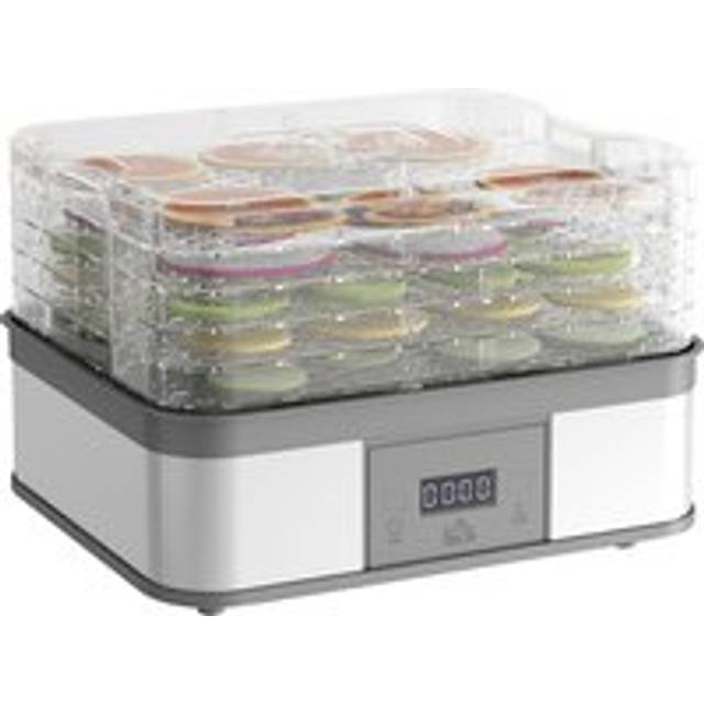 HOMCOM Food Dehydrator 5 Tier Dehydrator Machine, 245W Stainless Steel Food Dryer Machine w/ Adjustable Temperature, Timer & LCD Display Aosom UK