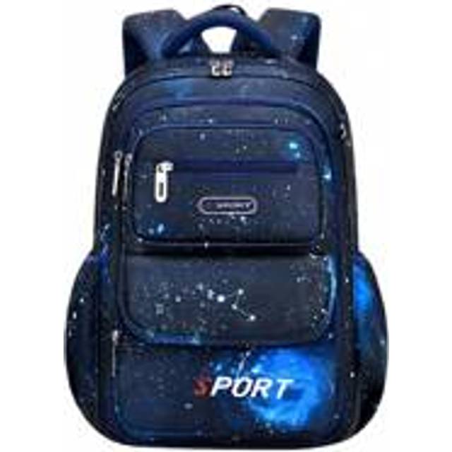 1st skolryggsäck, pojkryggsäck, studentbarnryggsäck, utomhusreseväska, ryggsäck med stjärnhimmel, ryggsäck med stor kapacitet, ryggsäck för laptop, ny - Kungsblått (stor,små)
