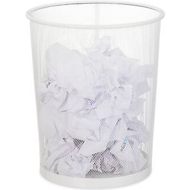 Relaxdays - Wastebasket, Wastepaper Bin, Office & Home, Round, Wire Mesh, Paper Bin, Metal, h x d: 35 x 29.5 cm, White