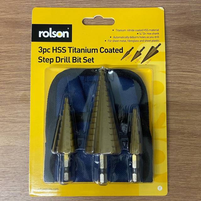 Rolson 3pc Titanium Step Drill Set