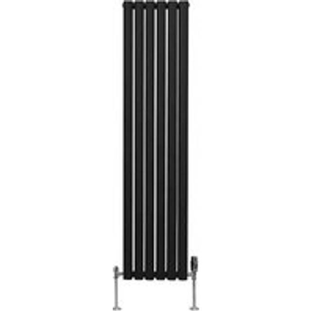 Monster Shop Oval Column Radiator & Valves - 1600Mm X 360Mm - Black, Black