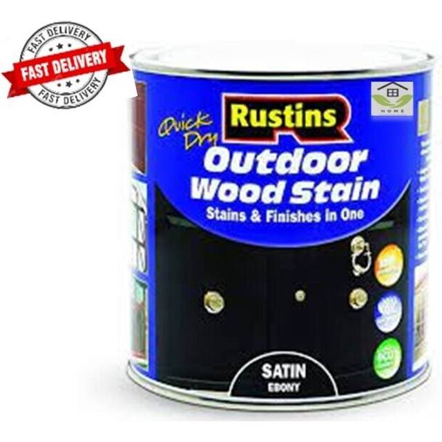 Rustins quick dry outdoor exterior wood stain varnish satin ebony- 250ml