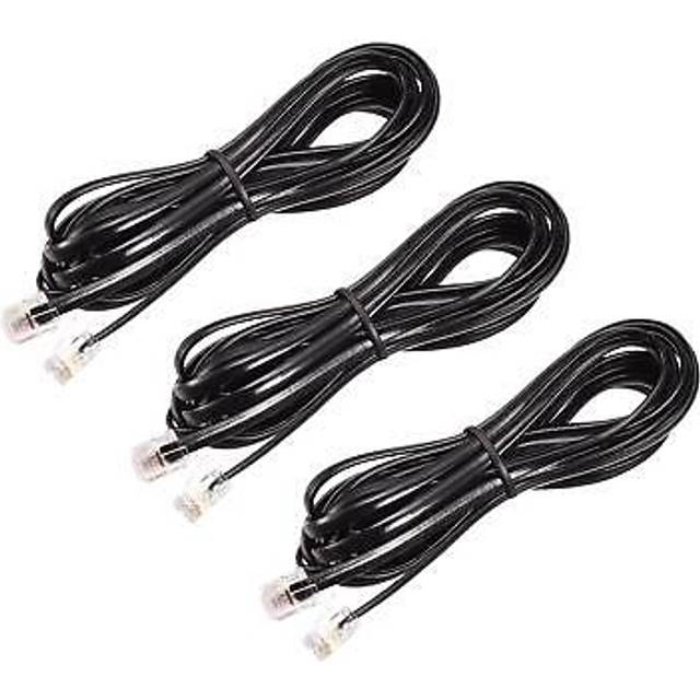 Phone cord 9.84ft telephone cable phone line cord rj11 6p4c plugs black 3pcs