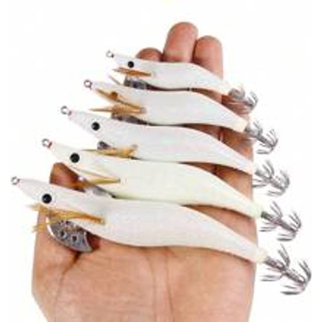 1st 2.0# 2.5# 3.0# 3.5# 4.0# Lysande bläckfisk Jigs Räkkrok Bionic Wood Räkbeten Fiskedrag för bläckfisk Saltvatten Havsfiskeredskap - Multifärgad (Multi-size)