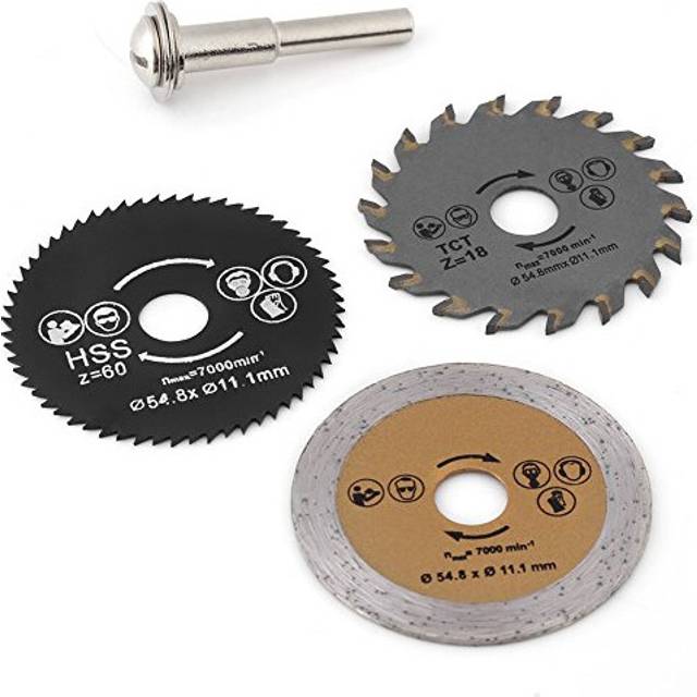 3pcs Circular Saw 54.8mm HSS Mini Blade Cutting Disk Kit Rotary Tool with Mandrel
