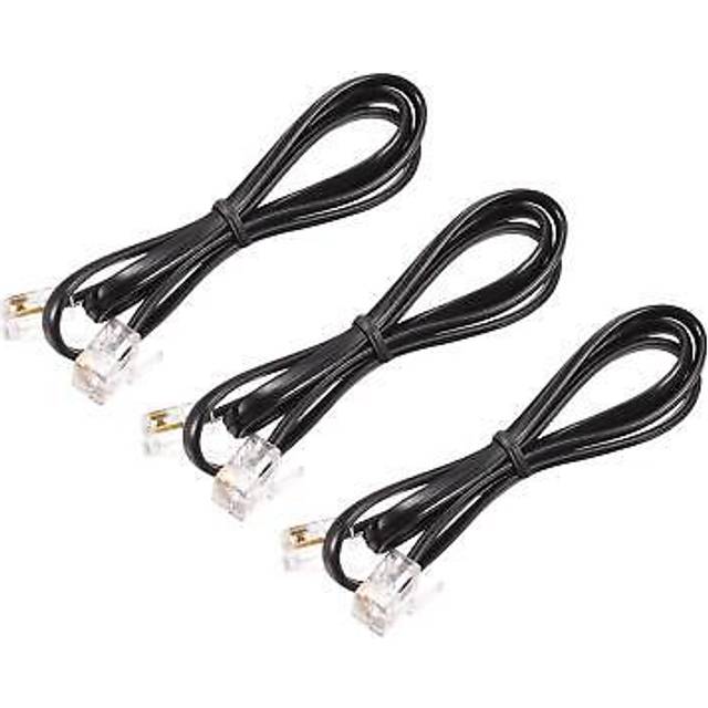 Phone cord 1.64ft telephone cable phone line cord rj11 6p4c plugs black 3pcs