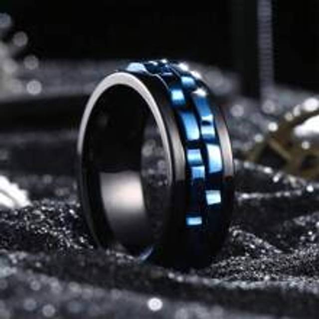 1 st Mode 8MM Punk Style Gear Roterande Ångest Fidget Ring 7 Färger Rostfritt stål Kedja Spinner Ringar För Män Rock Biker Bröllopsfest Smycken Älskar - Multifärgad (7,9,11,13,8,10,12)