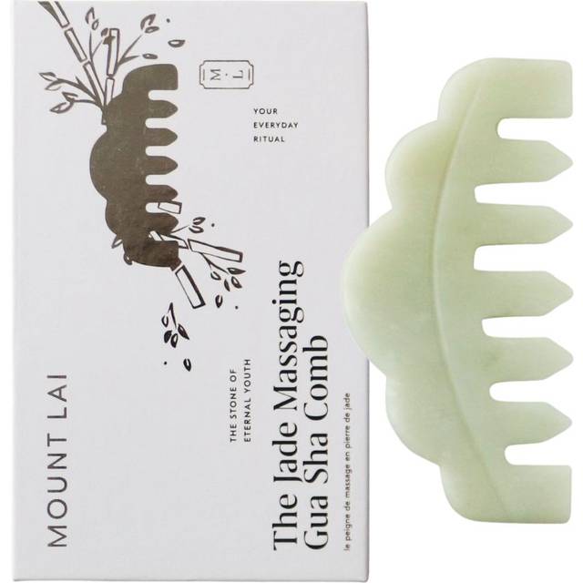 Mount Lai | Hand-Carved Natural Jade Massaging Gua Sha Comb | Gua Sha Jade Comb Scalp Massager and Gua Sha Scraping Tool | Balances and Cools Scalp  P