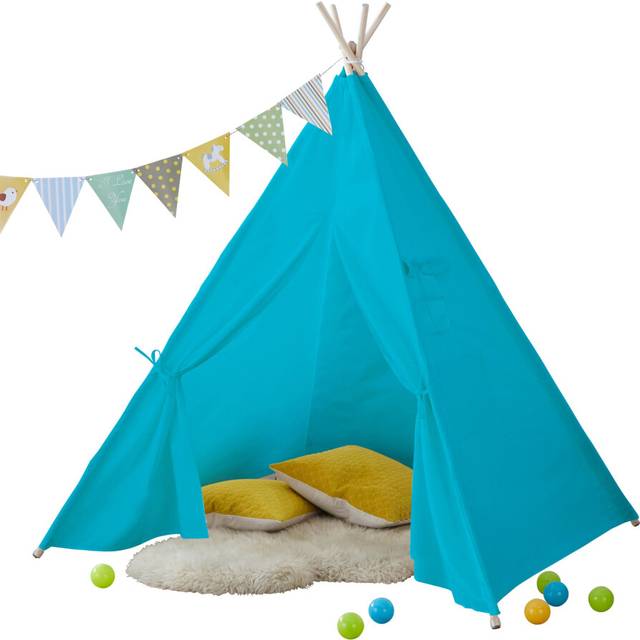 Canvas Kids Indian Tent TeePee - Blue - One Size