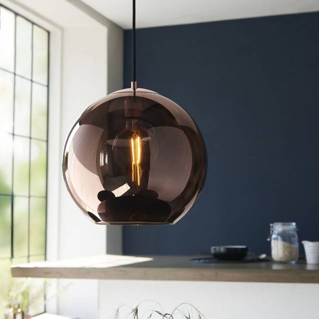Endon 102930 Boli 1 Light Pendant Copper Mirrored Glass And Matt Black