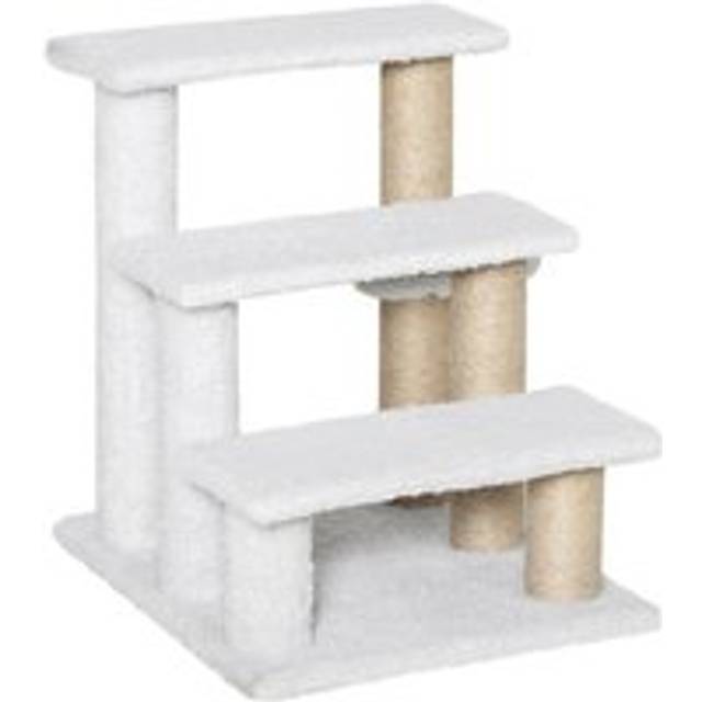 Pawhut Pet Stair with 3-step Climb Ladder Scratching Posts White
