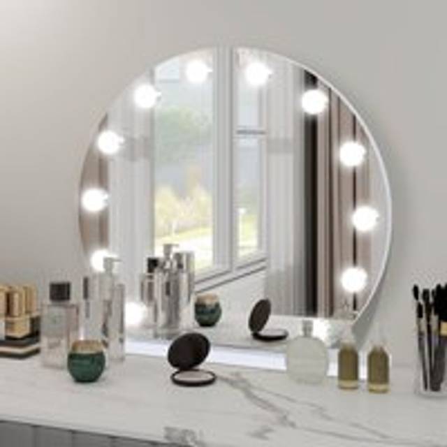 Puluomis - Hollywood Makeup Mirror, Light Vanity Mirror, Bathroom Mirror, with led Dimmable Bulbs, usb Charging Port, Touch Screen(Round, 12 Bulb,