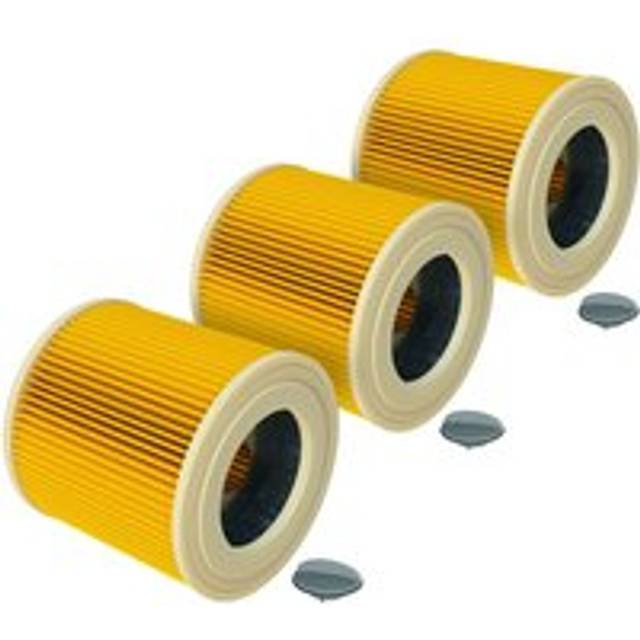 3x Cartridge Filter compatible with Kärcher mv 3 Premium Fireplace kit Vacuum Cleaner - Yellow - Vhbw