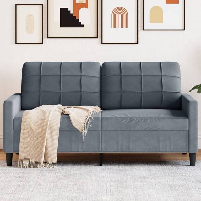 Soffa 2-sits mörkgrå 140 cm sammet