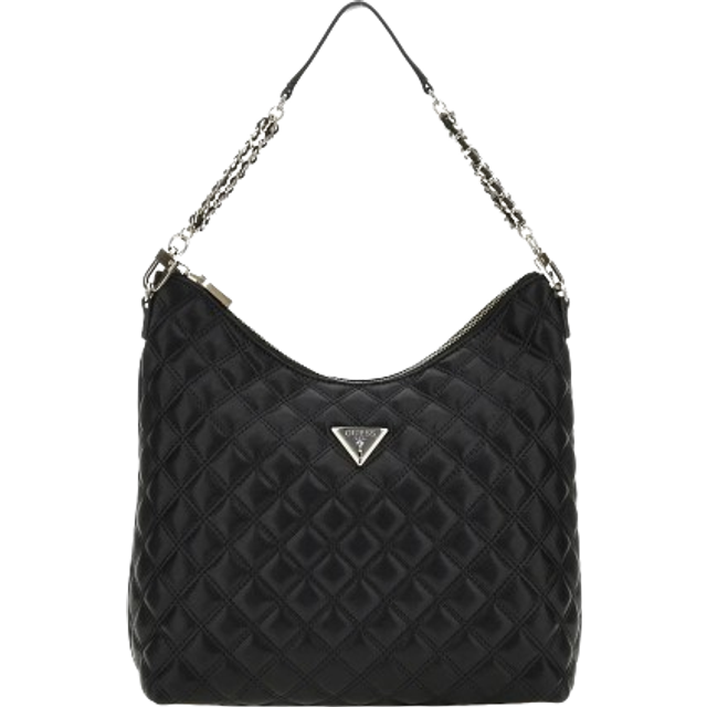 Guess giully shoulder chain strap hobo quilted womens bag in black
