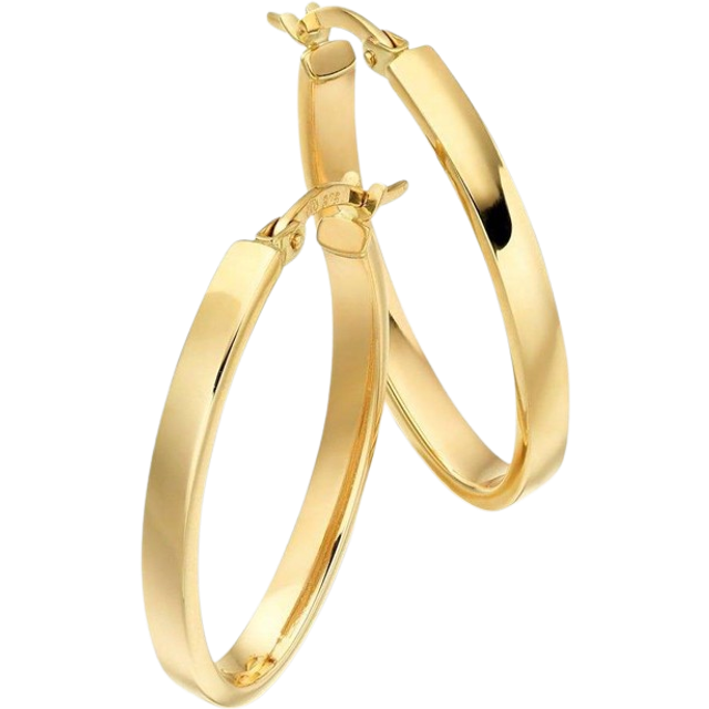 9ct Yellow Gold Oval Hoop Earrings