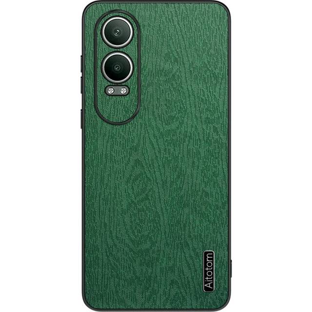 EIDERWOOD OnePlus Nord CE4 Lite (5G) Läderklädd Plast Skal - Trä Textur - Grön