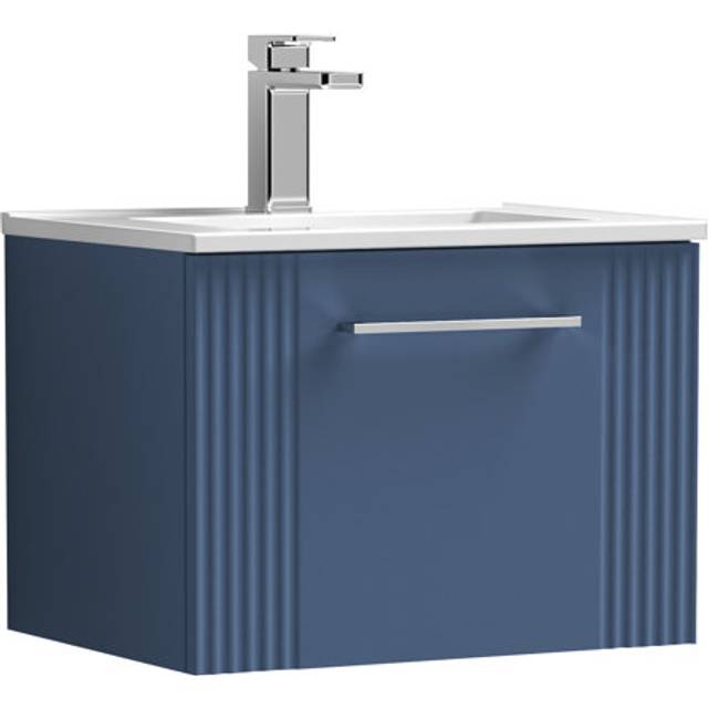 Deco Wall Hung 1-Drawer Vanity Unit with Basin-2 500mm Wide - Satin Blue - Nuie