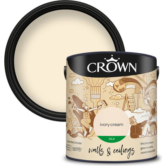 (Ivory Cream) Crown Silk Paint Emulsion Walls & Ceilings 2.5L