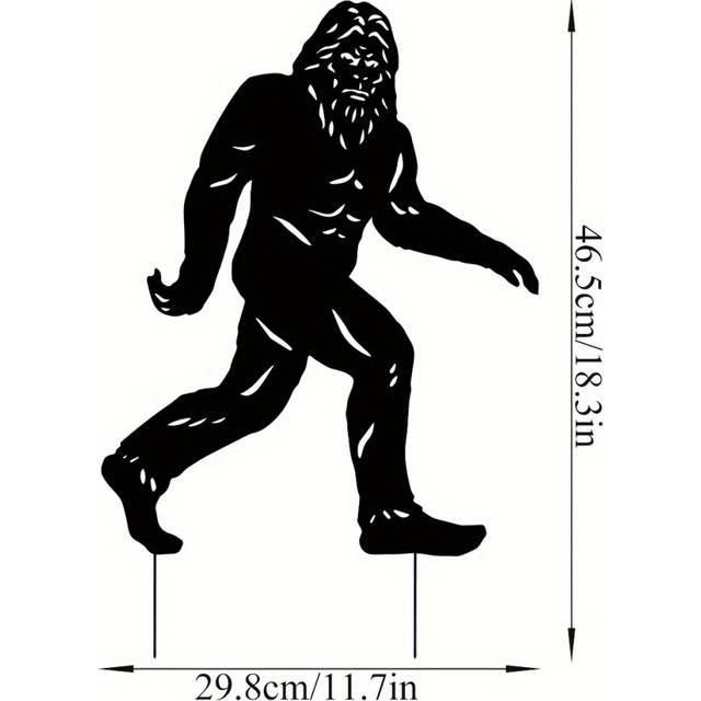 (A) 1pc Sasquatch Silhouette Garden Sign With Stakes, Metal Ground Insert Garden Decor