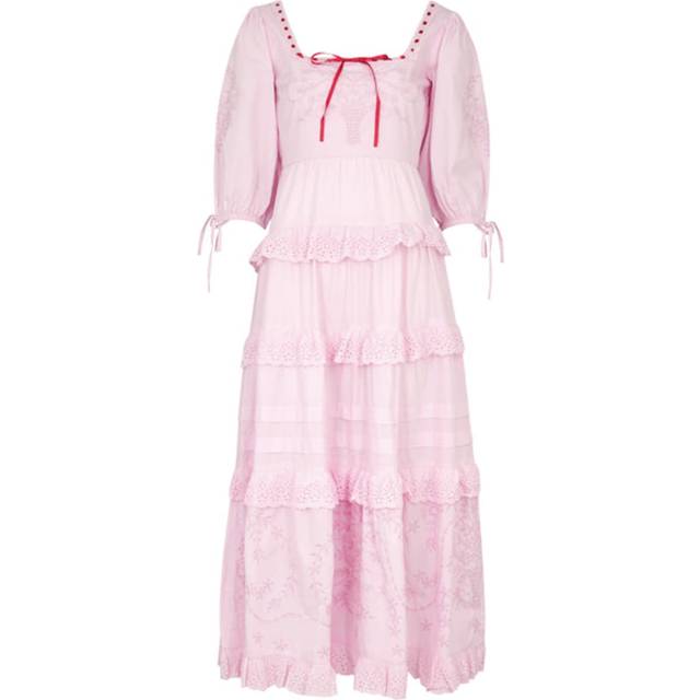 Damson Madder Rebecca Broderie Anglaise Cotton-Poplin Dress - UK 6 - Pink