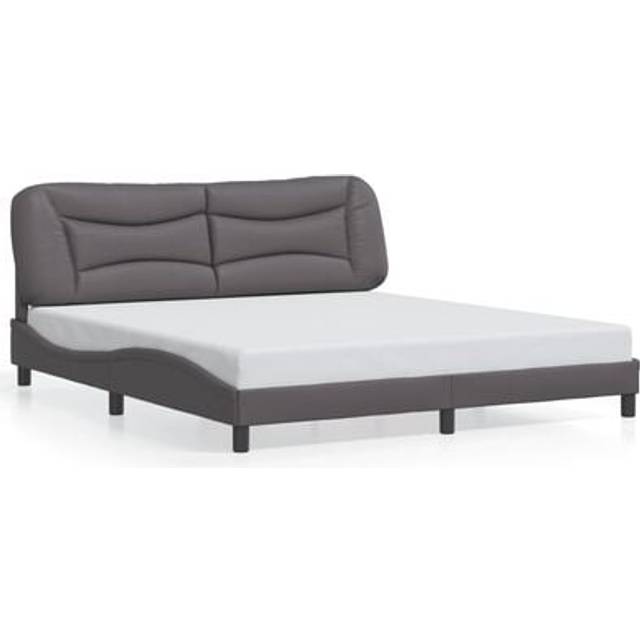 sengeramme med sengegavl 180x200 cm kunstlæder grå
