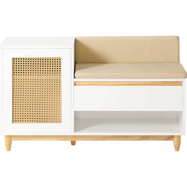 Hallway Bench Storage Bench Shoe Bench Shoe Cabinet with Storage Cabinet and Cushion,FSR128-W - Sobuy