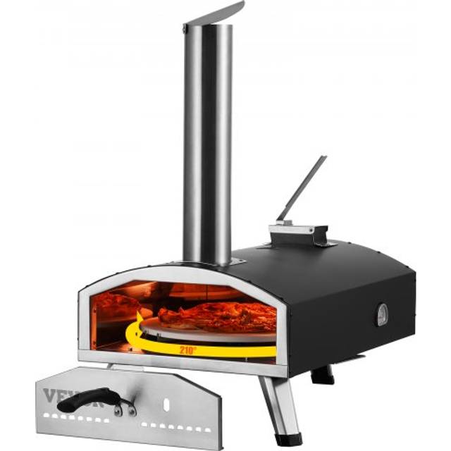 VEVOR Outdoor Pizza Oven, 12-inch, Wood Pellet and Charcoal Fired Pizza Maker, Portable Outside Stainless Steel Pizza Grill with Pizza Stone, Waterproof Cover, Shovel, Wood Burner for Backyard Camping