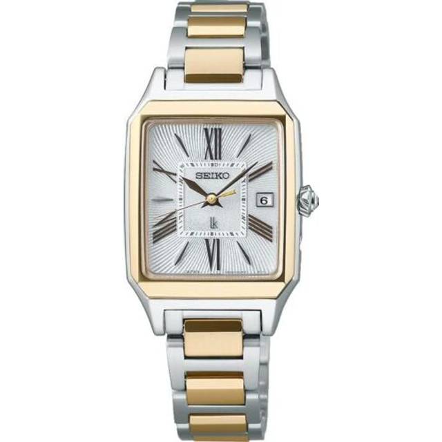 [Seiko Watch] Rukia Grow Square Design Solar Radio SSVW210 Women's Silver + Lady Gold