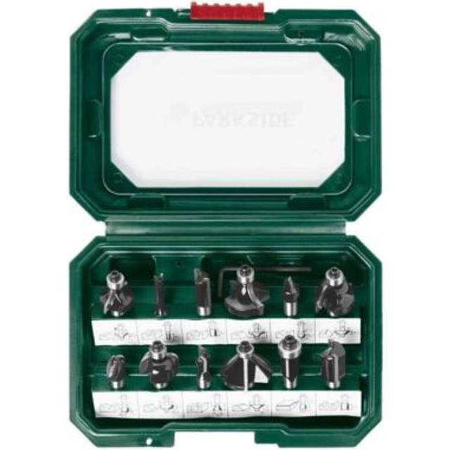 Parkside router bits 12 pieces set for all standard routers with 8mm collets