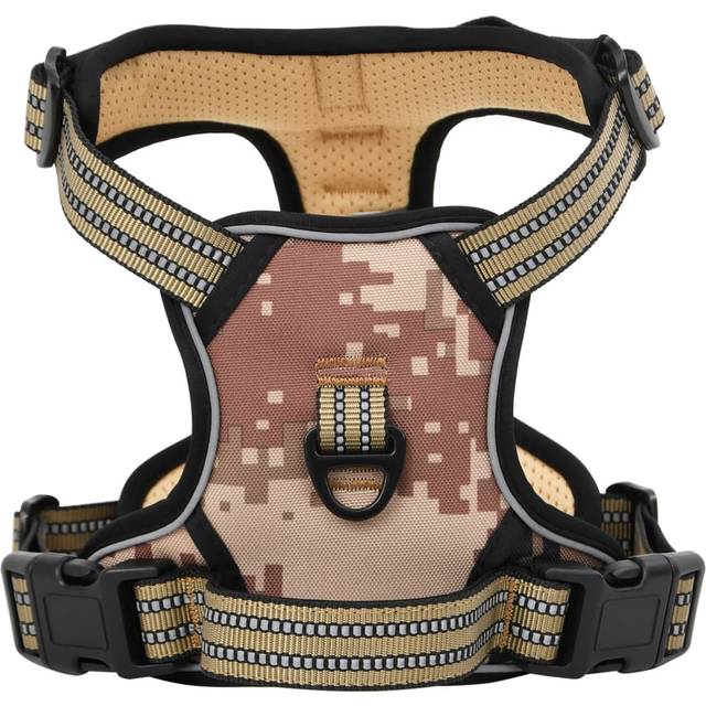 vidaXL Dog Harness with Lead & Collar Adjustable Camouflage Brown XL - Camouflage brown