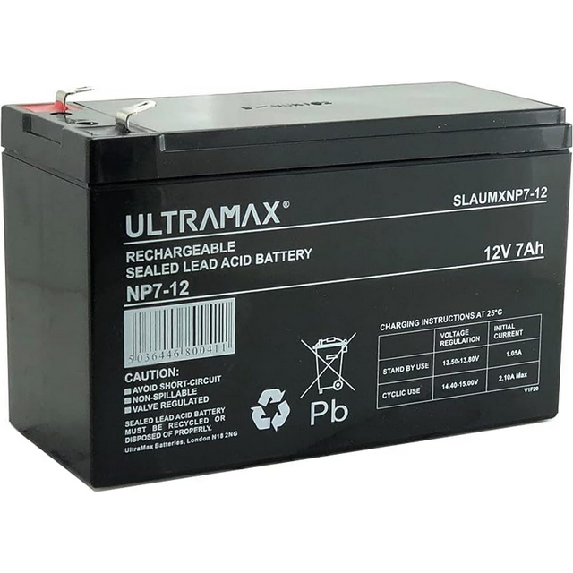 12V 7Ah Sealed Lead Acid Replacement ULTRAMAX Battery