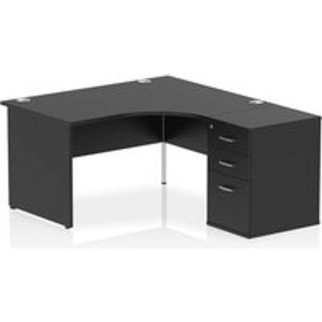 Impulse 1400 RH Crescent Desk Black Top Panel End 600 Desk High Ped