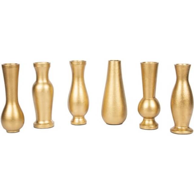 Koyal Wholesale Gold Modern Metal Bud Vases for Flowers  Bulk Set of 6 Small Vases for Flowers  Bud Vases