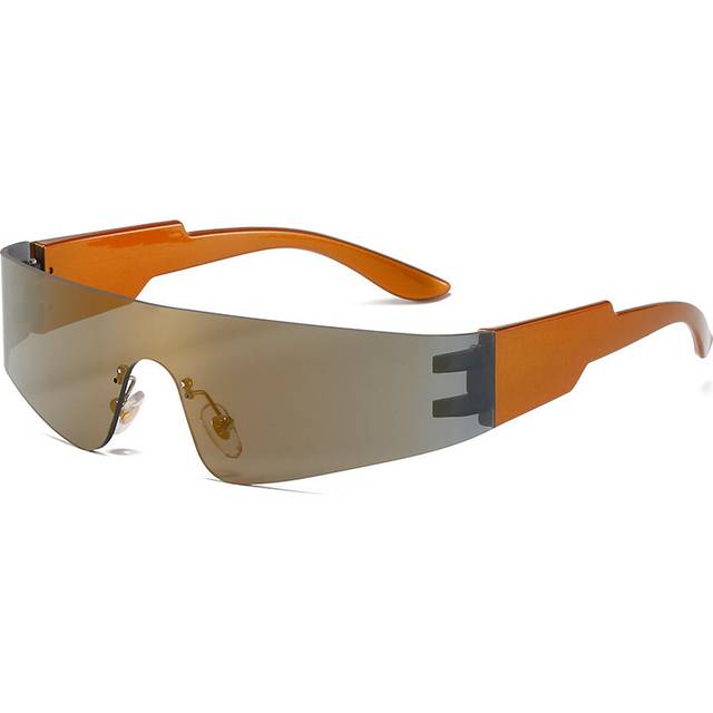 (tea gold, As shows) 2000S Aesthetic Y2K Sunglasses Men One Piece Sports Sun Glasses Women