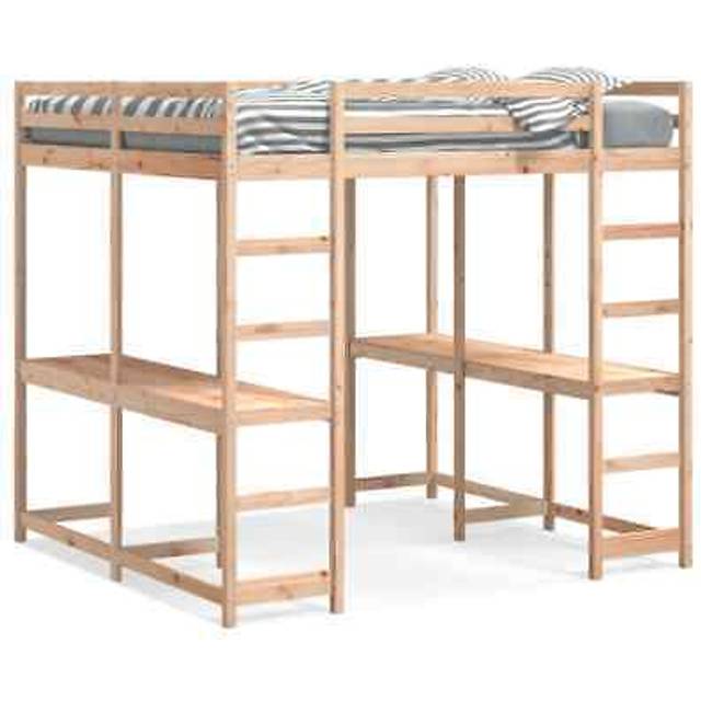 Vidaxl Loft Bed With Desk And Ladder 140x200 Cm Solid Wood Pine