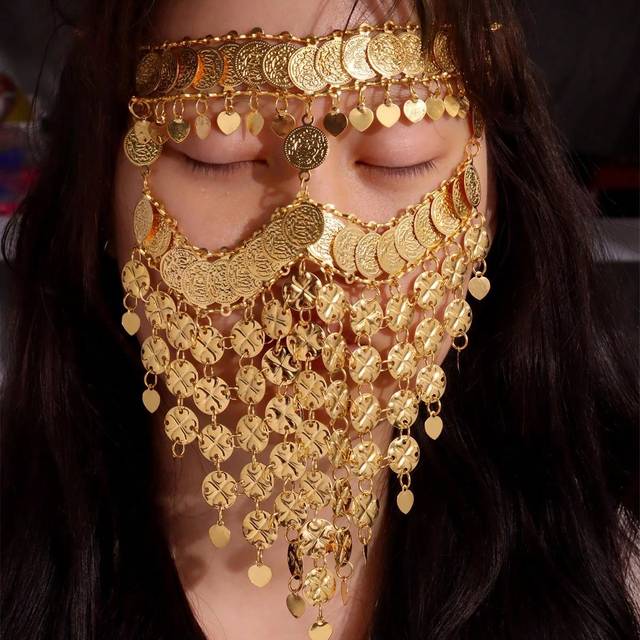 SHEIN 1pc Sexy Dramatic Gold Color Tassel & Coin Veil Earring Jewelry For  Women