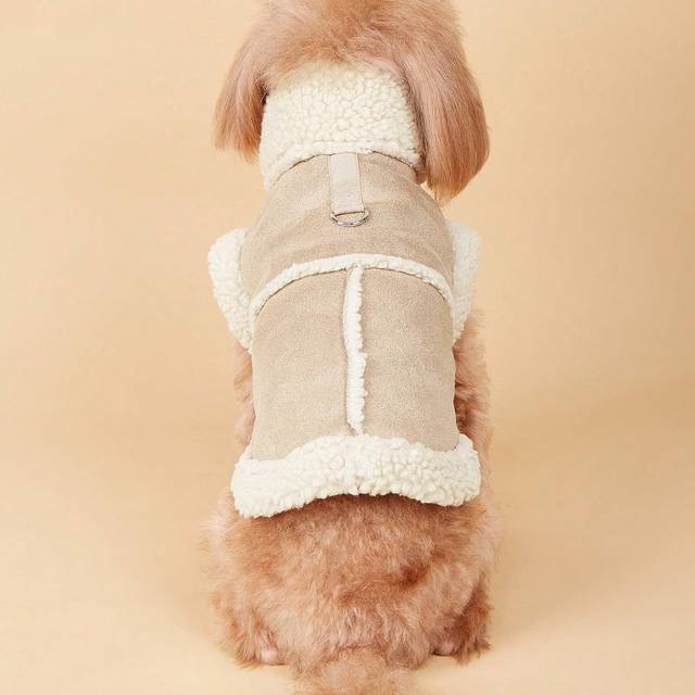 SHEIN 1pc Pet Cotton Padded Coat With Leash, Suitable For Extra Small & Medium Dogs/Cats, Warm For Autumn/Winter Outdoor Use