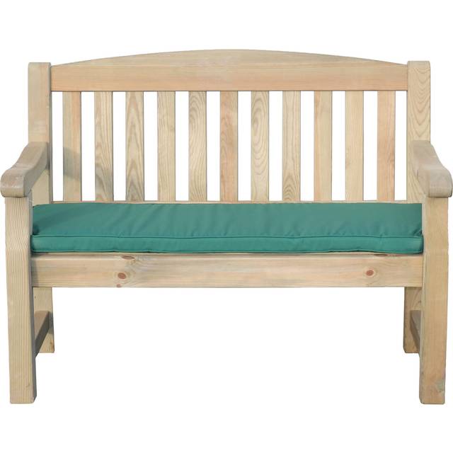 Emily Wooden 2 Seater Bench Garden Patio Chair 4ft & Green Seat Pad Cushion - Zest
