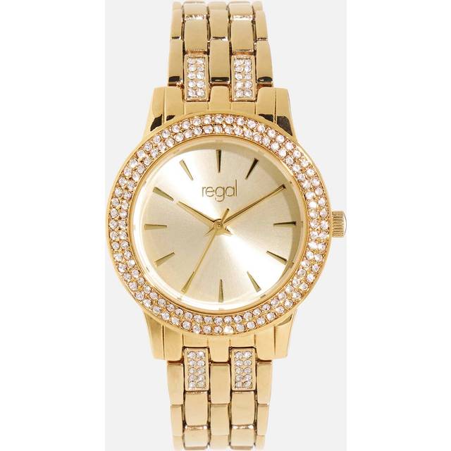 Regal damklocka - metallband, guld, 33mm