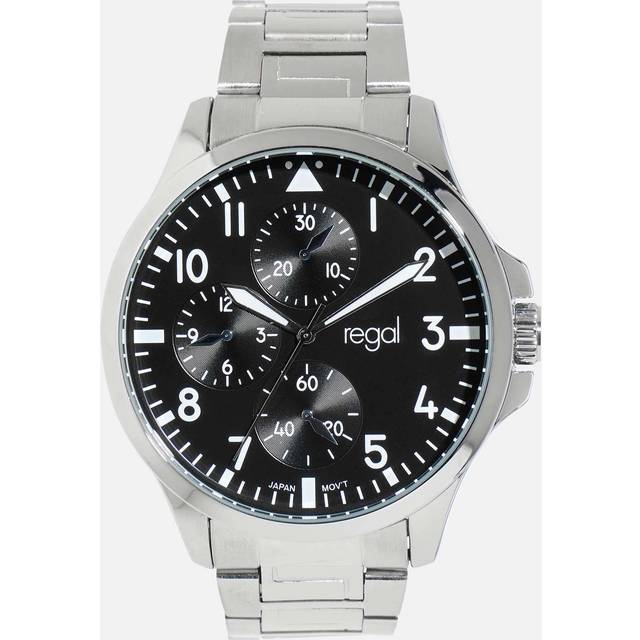 Regal herrklocka - metall, silver/svart, 46mm
