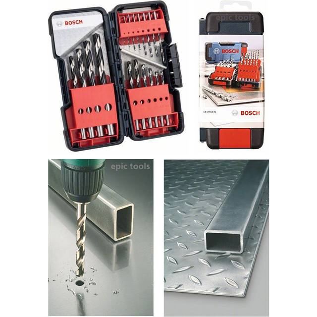 Bosch - 18 Piece hss Metal Wood Plastics Ground Drill Bit Set 1.0mm - 10mm + Case