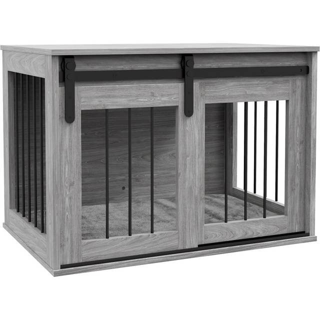 PawHut Grey Medium Dog Crate Furniture Side Table - 16 x 68.5 x 95cm
