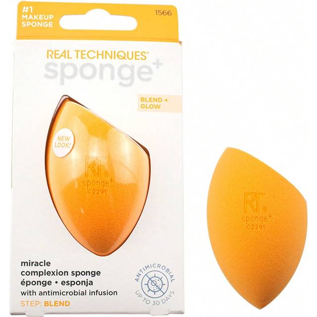 Real Techniques Miracle Complexion Sponge Set Duo, Makeup Sponges For Liquid & Cream Makeup, Makeup Blender Sponge For Buildable Coverage, Foundation Sponge For Natur